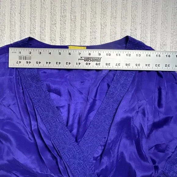 Anthropologie Maeve Tunic Top Blouse Womens 12 Purple Floral V-Neck Short Sleeve - Picture 5 of 8